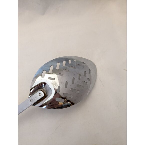 Vintage Slotted Serving Spoon White Handle 12 1/2" - Picture 5 of 8